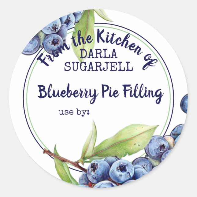 Blueberries blueberry pie fruit jam canning label (Front)