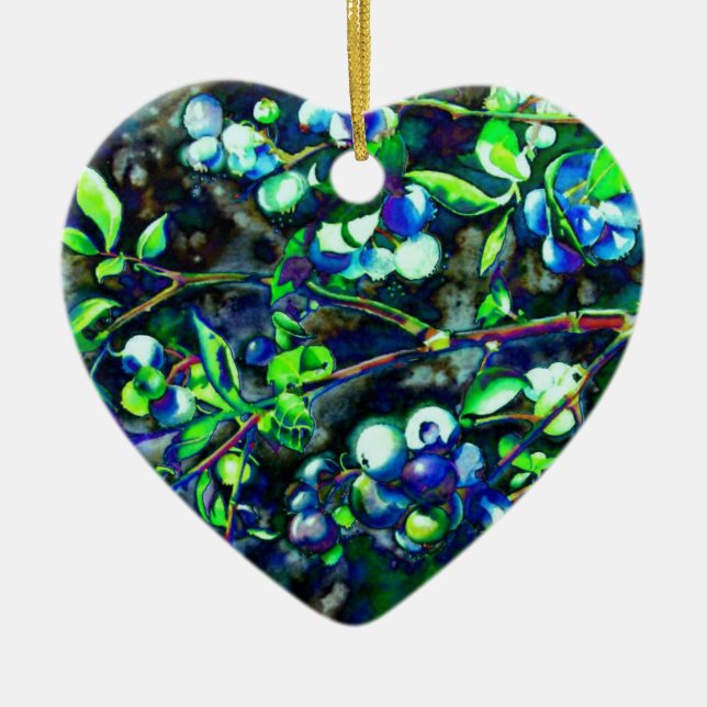 Blueberries Ceramic Tree Decoration (Front)