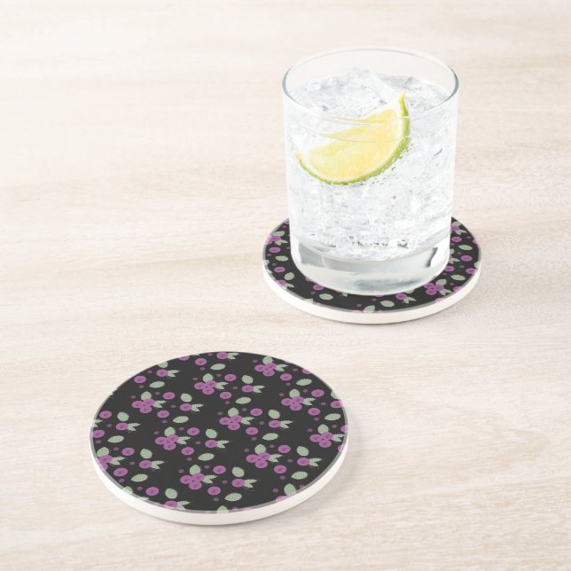 Blueberries Confetti Fruits and  Dots   Coaster (Side)