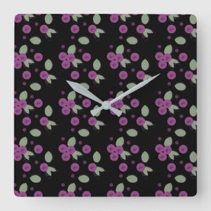 Blueberries Confetti Fruits and  Dots     Square Wall Clock