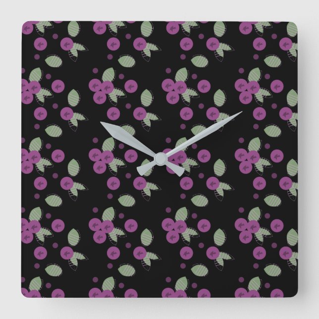 Blueberries Confetti Fruits and  Dots     Square Wall Clock (Front)