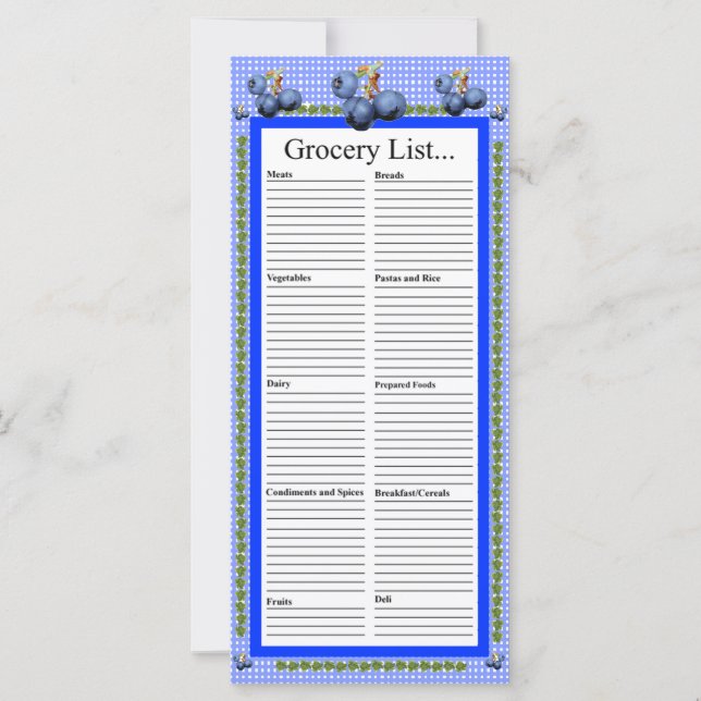 Blueberries Design Grocery List (Front)