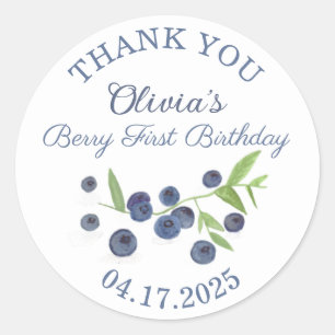 Blueberries Fruit Berry First 1st Birthday Classic Round Sticker