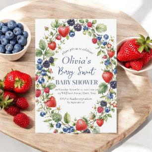 Blueberries Fruit Berry Sweet Baby Shower Invitation
