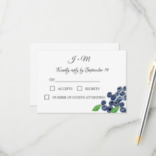 Blueberries Fruit Blueberry Modern Wedding RSVP