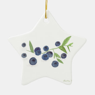 Blueberries fruit kitchen Food watercolor rustic  Ceramic Tree Decoration