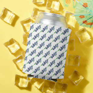 Blueberries fruit watercolor  Food Berries Pattern Can Cooler