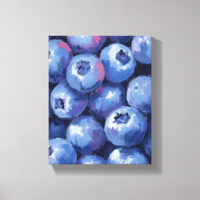 Blueberries | Fruit Watercolor Painted Canvas Print (Front)