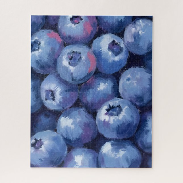 Blueberries | Fruit Watercolor Painted Jigsaw Puzzle (Vertical)