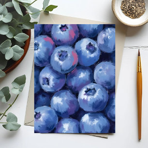 Blueberries   Fruit Watercolor Painted Postcard