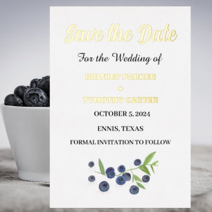 Blueberries Fruit Watercolor Photo QR Code Wedding