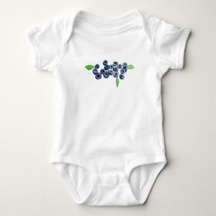 Blueberries fruits vegan watercolor food rustic  baby bodysuit