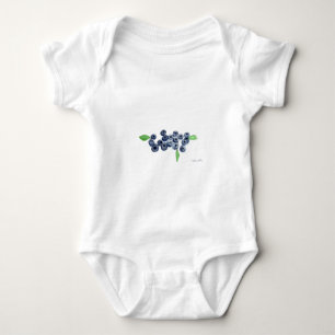 Blueberries fruits vegan watercolor food rustic  baby bodysuit