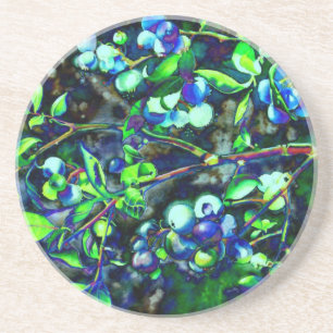 Blueberries -green hue coaster