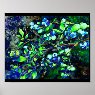 Blueberries -green hue poster