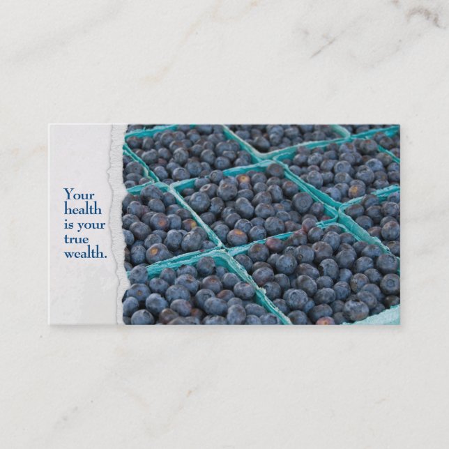 Blueberries in turquoise boxes business card (Front)