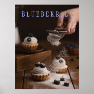 Blueberries Kitchen Art Poster