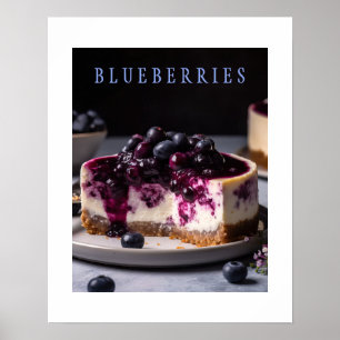 Blueberries Kitchen Art Poster