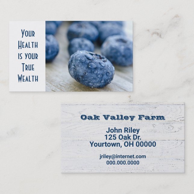 Blueberries On Barnwood Business Card (Front/Back)