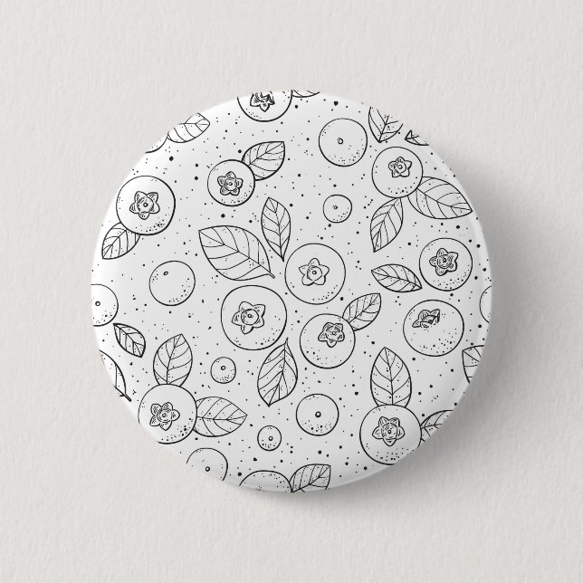 Blueberries on black and white 6 cm round badge (Front)