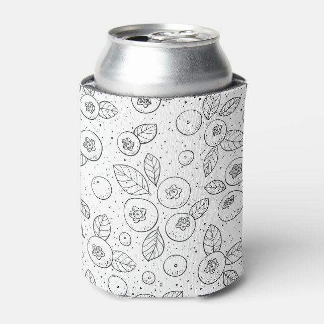 Blueberries on black and white can cooler (Can Front)