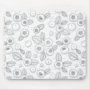 Blueberries on black and white mouse mat