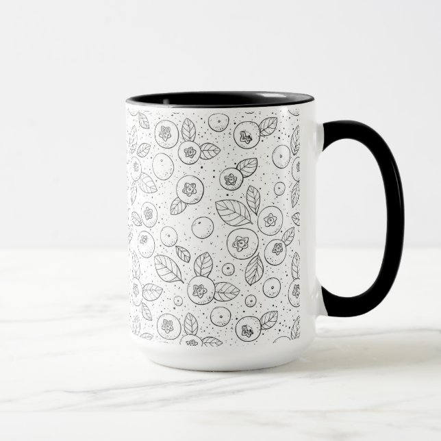 Blueberries on black and white mug (Right)