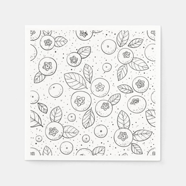 Blueberries on black and white napkin (Front)