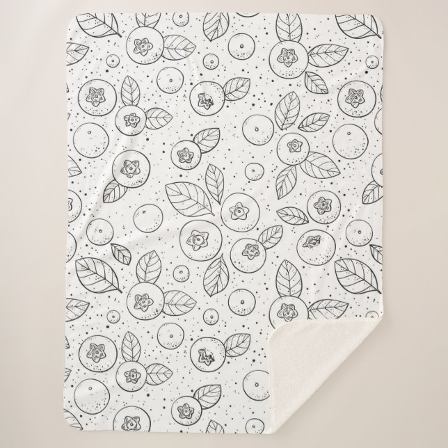 Blueberries on black and white sherpa blanket (Front)