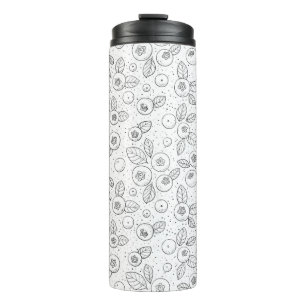 Blueberries on black and white thermal tumbler