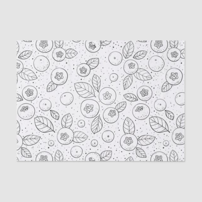 Blueberries on black and white tissue paper (Front)