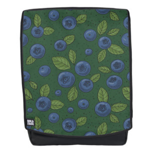 Blueberries on blue backpack