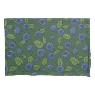 Blueberries on blue pillowcase