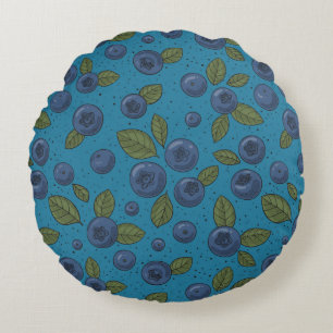 Blueberries on blue round cushion