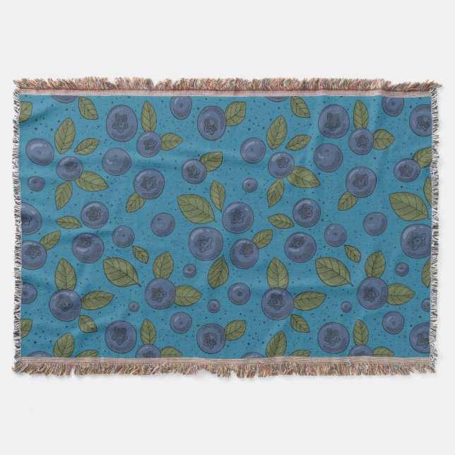 Blueberries on blue throw blanket (Front)