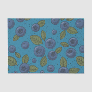 Blueberries on blue tissue paper