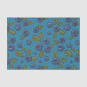 Blueberries on blue tissue paper