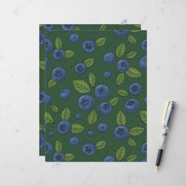 Blueberries on dark green (Front/Back In Situ)