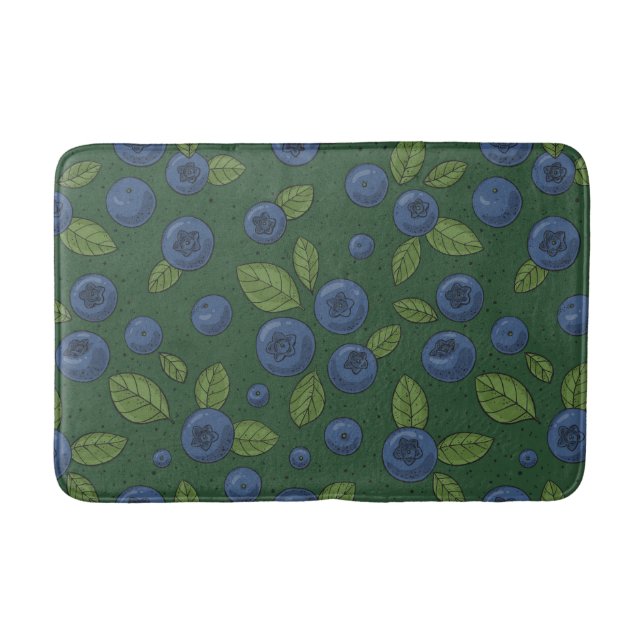 Blueberries on dark green bath mat (Front)
