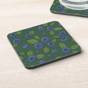 Blueberries on dark green coaster