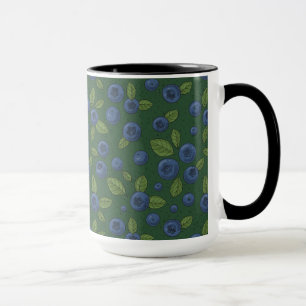 Blueberries on dark green mug