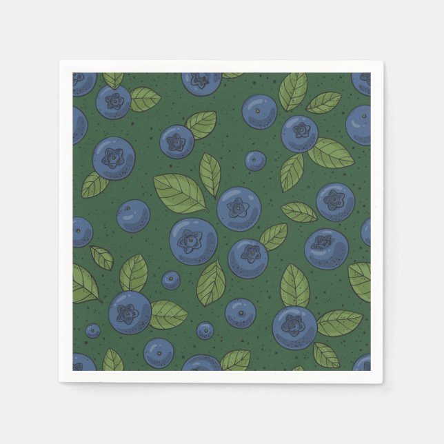 Blueberries on dark green napkin (Front)
