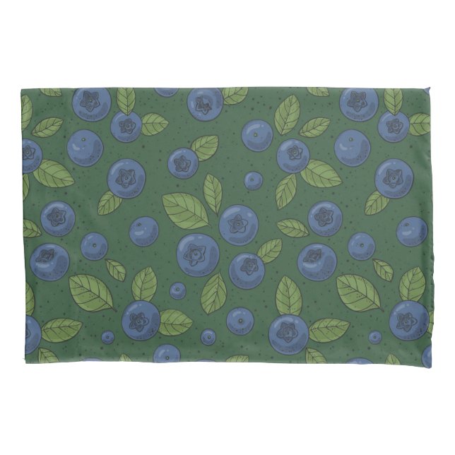 Blueberries on dark green pillowcase (Front-Left)