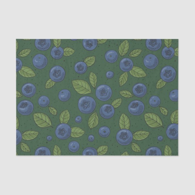 Blueberries on dark green tissue paper (Front)