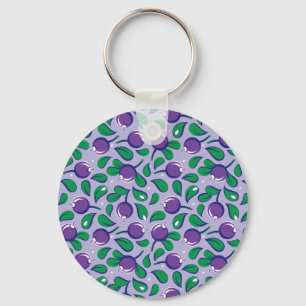 Blueberries pattern (on lilac background) key ring