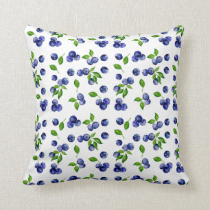 Blueberries Pattern Watercolor Vintage Cute Berry Cushion