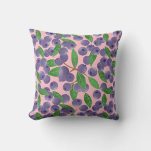 Blueberries - pink background cushion