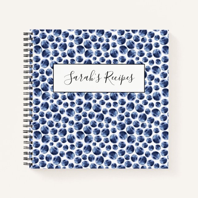 Blueberries Print Fruit Pattern Notebook (Front)