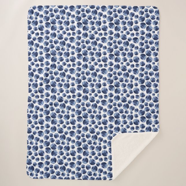 Blueberries Print Fruit Pattern Sherpa Blanket (Front)