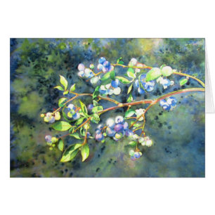 Blueberries, romantic fruit Watercolor painting